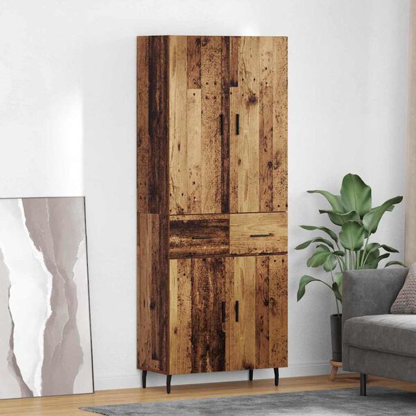 vidaXL Haut Armoire 2 pcs Bois Ancien Bois Agglom&eacute;r&eacute; et Verre
