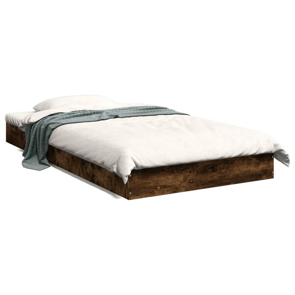 vidaXL Cadre de lit sans matelas ch&ecirc;ne fum&eacute; 100x200 cm bois ing&eacute;nierie