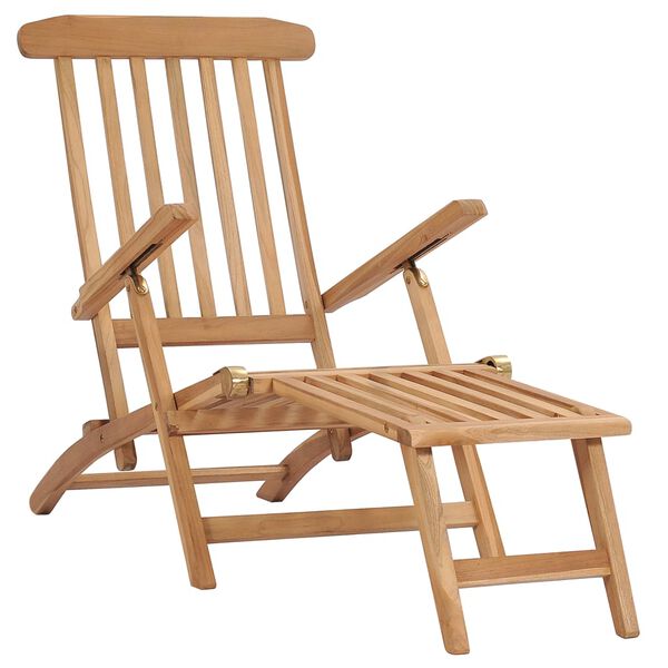 vidaXL Chaises longues de jardin et repose-pied et table Bois de teck