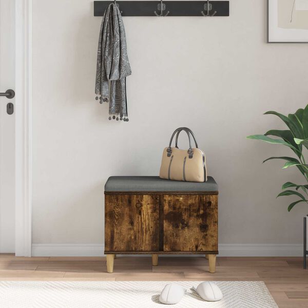 vidaXL Banc d'entr&eacute;e avec coussin Ch&ecirc;ne fum&eacute; 60 x 38 x 46 cm