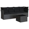 vidaXL Salon de jardin 5 pcs avec coussins noir r&eacute;sine tress&eacute;e