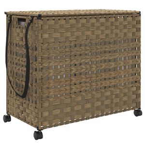vidaXL Panier &agrave; linge avec roulettes 66x35x60 cm r&eacute;sine tress&eacute;e