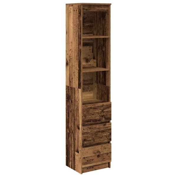 vidaXL Buffet haut 37,5x35x180 cm vieux bois bois d'ing&eacute;nierie