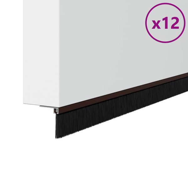 vidaXL Brosses de porte adh&eacute;sives 12 pcs Marron 100 cm