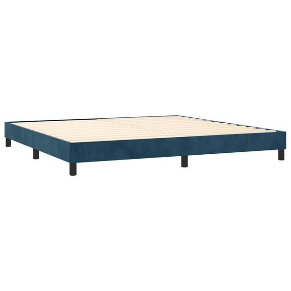 vidaXL Sommier &agrave; lattes de lit et matelas Bleu fonc&eacute; 200x200cm Velours