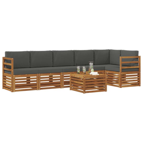 vidaXL Ensembles de canap&eacute;s avec coussin 7 pcs Naturel et Anthracite