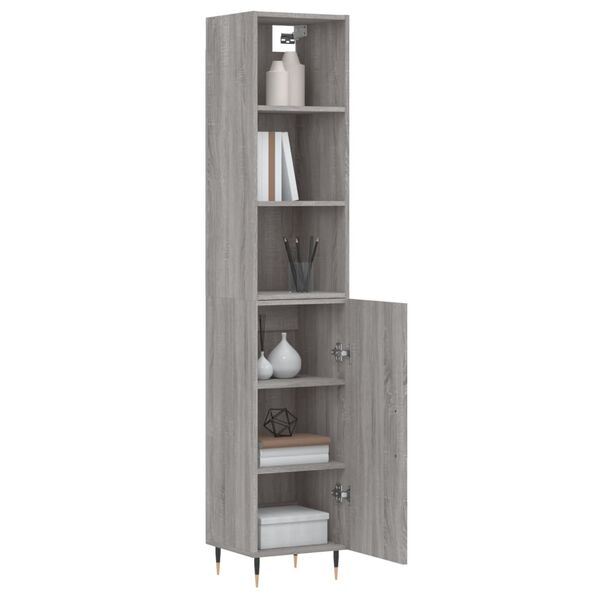 vidaXL Buffet haut Sonoma gris 34,5x34x180 cm Bois d'ing&eacute;nierie