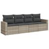 vidaXL Salon de jardin 4 pcs avec coussins gris clair r&eacute;sine tress&eacute;e