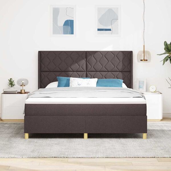 vidaXL Lit &agrave; ressorts avec matelas Marron 180 x 200 cm tissu
