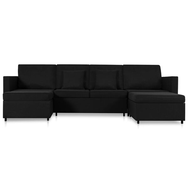 vidaXL Canapé-lit extensible à 4 places tissu noir