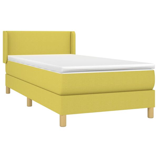 vidaXL Sommier &agrave; lattes de lit avec matelas Vert 90x200 cm Tissu