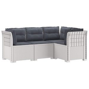 vidaXL Canap&eacute; de jardin 4 places avec coussins aspect rotin PP Blanc