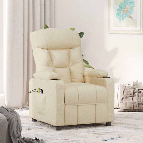 vidaXL Fauteuil de massage Crème Tissu