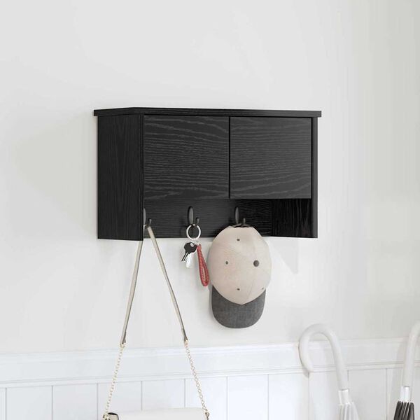 vidaXL Porte-manteau mural avec étagère Chêne noir 50 x 20 x 30 cm