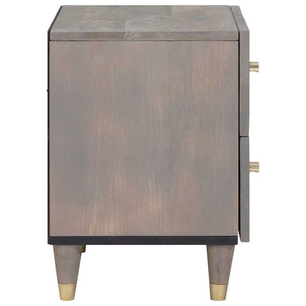 vidaXL Cabinet de chevet Gris 40 x 33 x 46 cm Bois de mangue massif