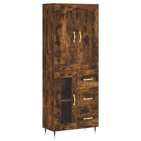 vidaXL Buffet haut Ch&ecirc;ne fum&eacute; 69,5x34x180 cm Bois d'ing&eacute;nierie