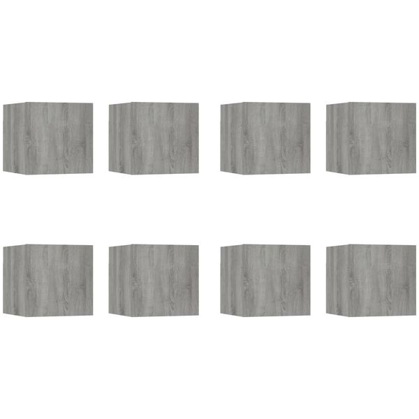 vidaXL Meubles TV muraux 8 pcs Sonoma gris 30,5x30x30 cm