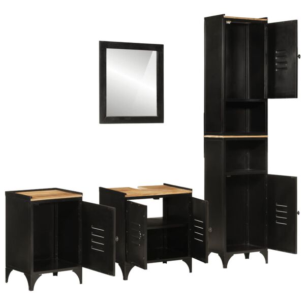 vidaXL Ensemble de meubles salle de bain 4 pcs fer et bois de manguier