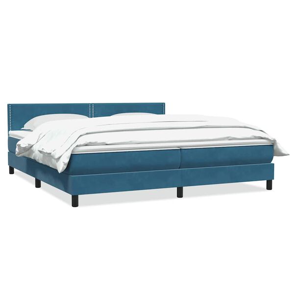 vidaXL Sommier &agrave; lattes de lit et matelas bleu fonc&eacute; 180x210cm velours