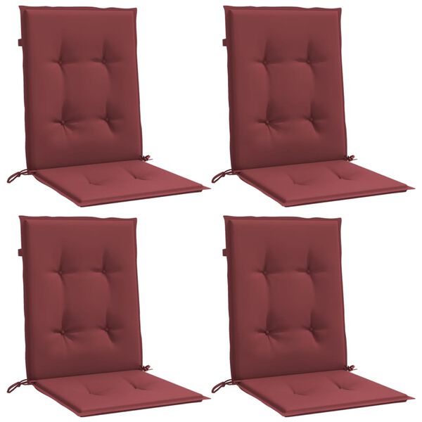 vidaXL Coussins de chaise dossier bas lot de 4 rouge bordeaux m&eacute;lang&eacute;
