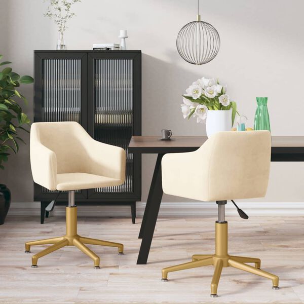 vidaXL Chaises pivotantes &agrave; manger lot de 2 Cr&egrave;me Velours