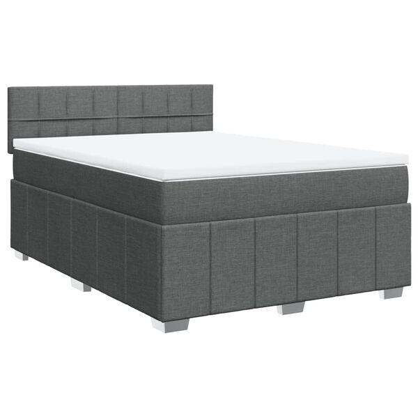 vidaXL Sommier à lattes de lit avec matelas Gris foncé 140x200cm Tissu