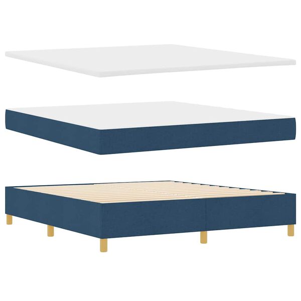 vidaXL Lit &agrave; ressorts avec matelas Bleu 180 x 200 cm tissu