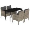 vidaXL Ensemble &agrave; manger de jardin et coussins 5 pcs gris clair rotin