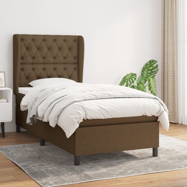 vidaXL Sommier &agrave; lattes de lit avec matelas Marron fonc&eacute; 80x200 cm