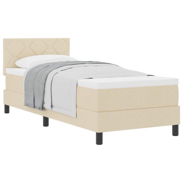 vidaXL Lit &agrave; ressorts avec matelas Cr&egrave;me 80 x 200 cm tissu