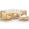 vidaXL Salon de jardin 8 pcs avec coussin Cr&egrave;me Bois d'acacia solide