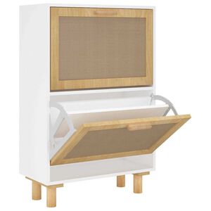 vidaXL Armoire &agrave; chaussures Blanc 52x25x80 cm Bois d'ing&eacute;nierie/rotin