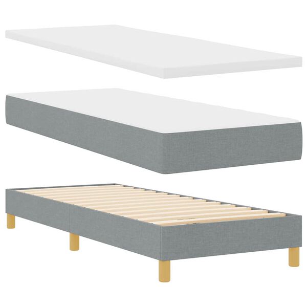 vidaXL Lit &agrave; ressorts avec matelas Gris clair 80 x 200 cm tissu
