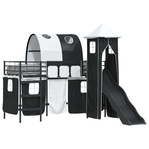 vidaXL Lit mezzanine pour enfants Noir 74,5 x 190 cm M&eacute;tал
