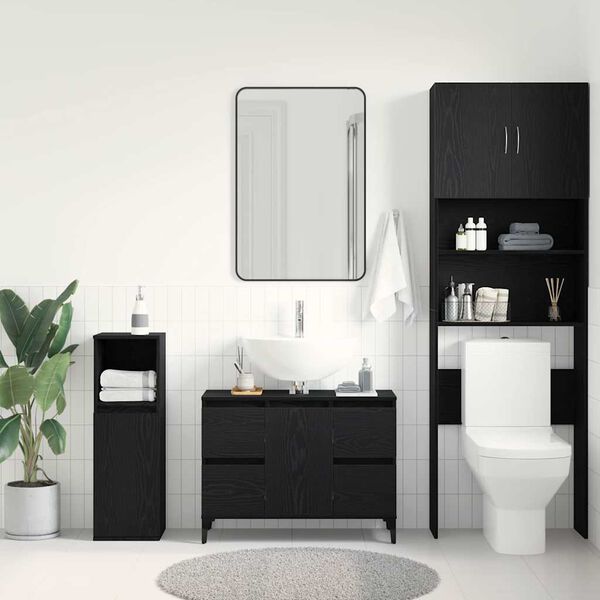 vidaXL Meuble de Lavabo de Salle de Bain Ch&ecirc;ne noir 80 x 33 x 60 cm