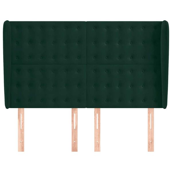 vidaXL T&ecirc;te de lit avec oreilles Vert fonc&eacute; 147x23x118/128 cm Velours