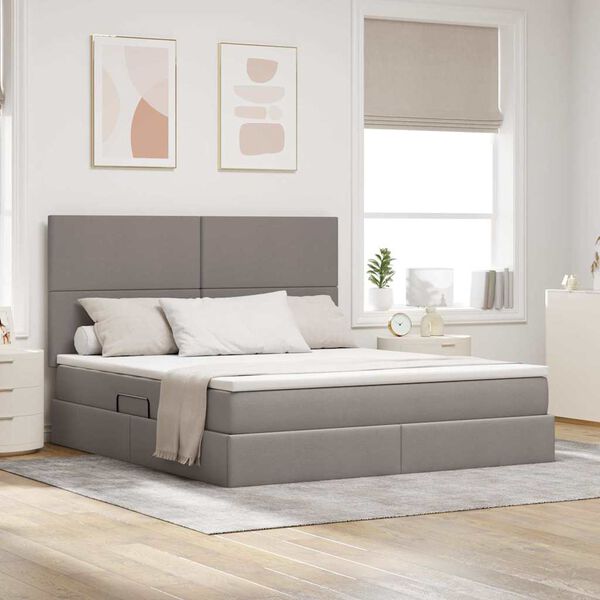 vidaXL Lit avec rangement et matelas Taupe 160 x 200 cm Polyester