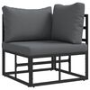 vidaXL Ensemble de canapé de jardin avec coussin 3 pcs Noir Aluminium