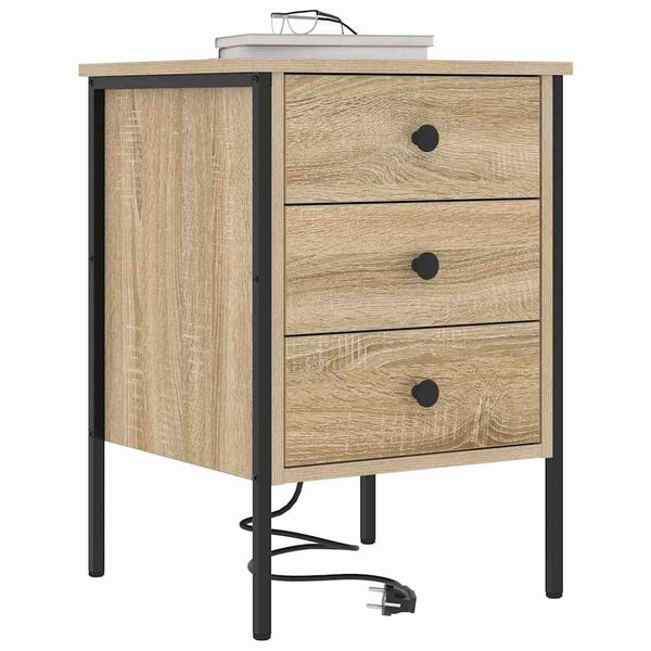 vidaXL Cabinet de chevet avec tiroir Ch&ecirc;ne Sonoma 42 x 41 x 61 cm
