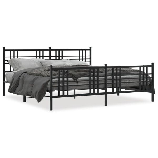 vidaXL Cadre de lit m&eacute;tal sans matelas avec pied de lit noir 180x200cm