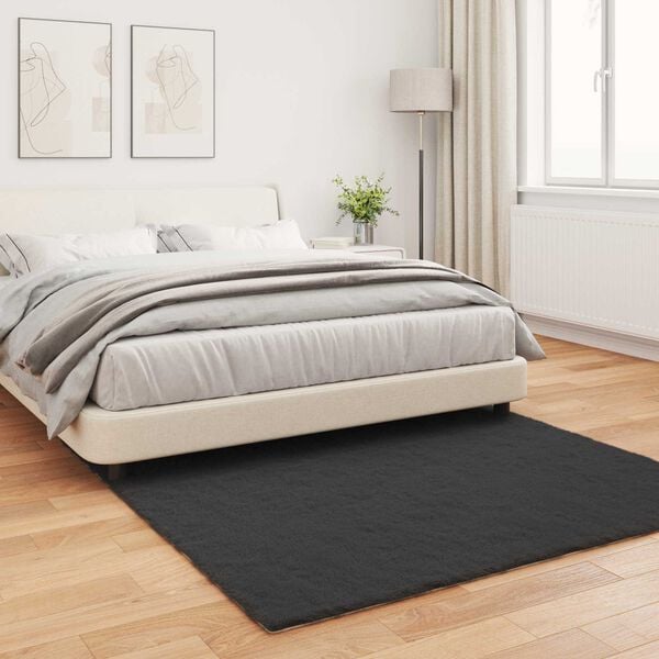 vidaXL Tapis en Fourrure Synth&eacute;tique de Lapin Olite Noir 160 x 160 cm