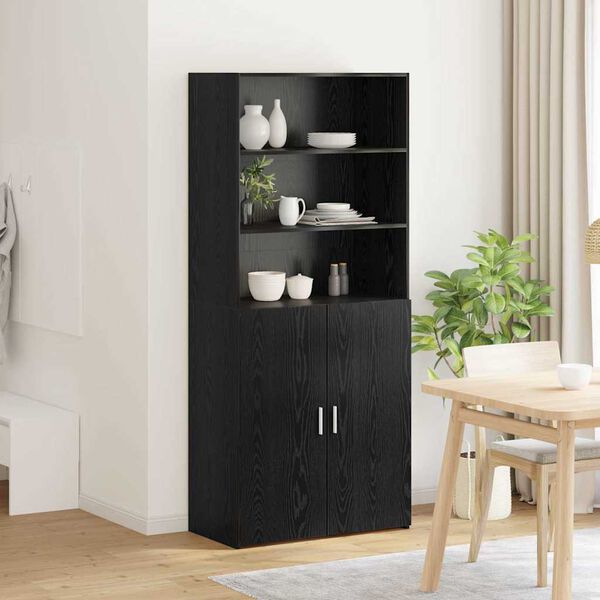 vidaXL Haut Armoire Ch&ecirc;ne noir 80 x 42,5 x 185 cm Bois d'ing&eacute;nierie