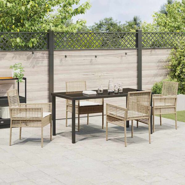 vidaXL Ensemble de salle &agrave; manger pour jardin 5 pcs Beige polyrotin