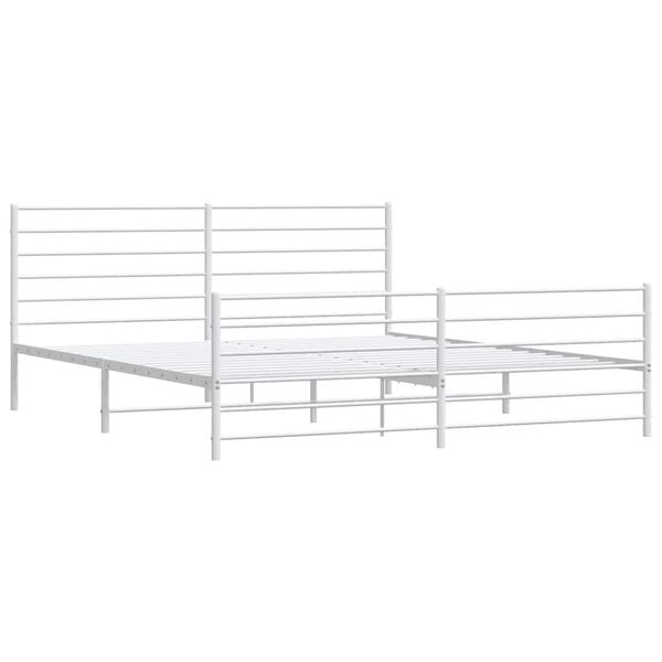 vidaXL Cadre de lit m&eacute;tal sans matelas et pied de lit blanc 193x203 cm