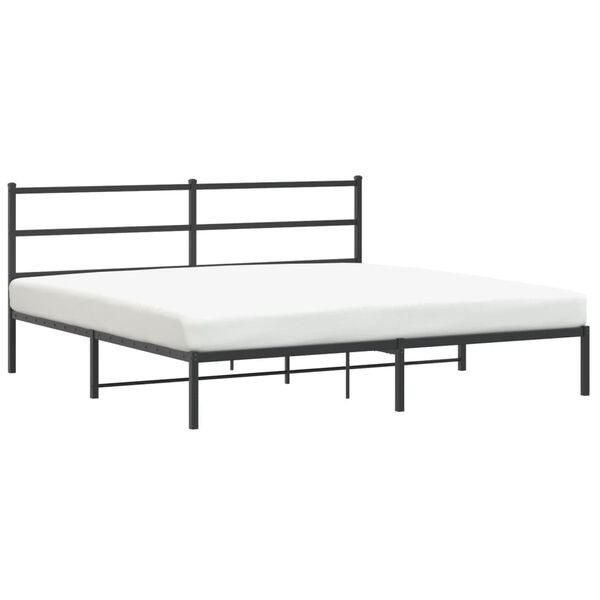 vidaXL Cadre de lit m&eacute;tal sans matelas avec t&ecirc;te de lit noir 200x200cm