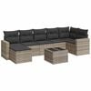 vidaXL Salon de jardin 8 pcs avec coussins gris clair r&eacute;sine tress&eacute;e
