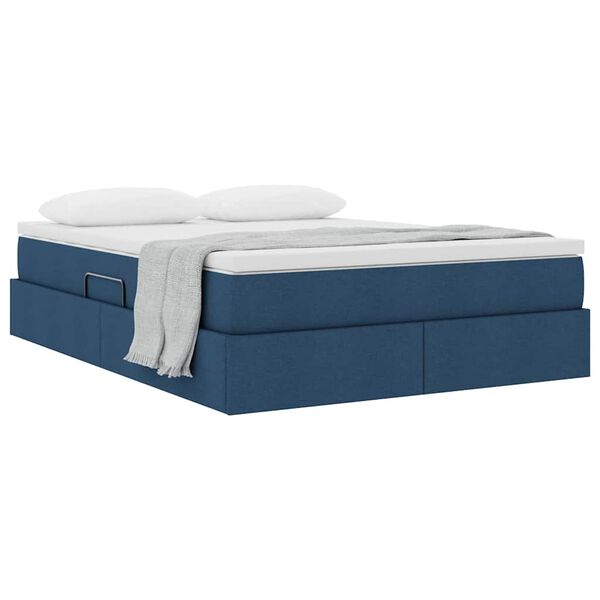 vidaXL Lit avec rangement et matelas Bleu 140 x 200 cm Polyester