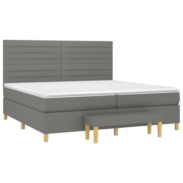 vidaXL Sommier &agrave; lattes de lit avec matelas Gris fonc&eacute; 200x200cm Tissu