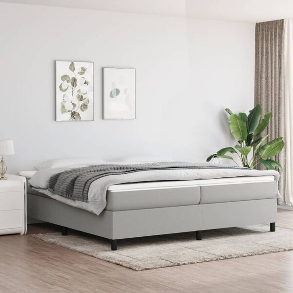 vidaXL Sommier &agrave; lattes de lit avec matelas Gris clair 200x200cm Tissu