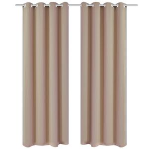 2 pcs Rideau Blackout Occultant Cr&egrave;me avec &OElig;illets en m&eacute;tal 135x245cm